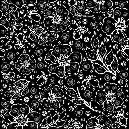 simsearch:400-08198402,k - Illustration of seamless abstract floral pattern in black and white colors Foto de stock - Super Valor sin royalties y Suscripción, Código: 400-08190268