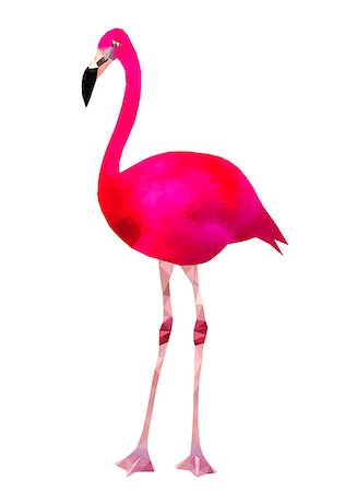 flamingo - Vibrant pink flamingo bird low poly triangle vector image Stockbilder - Microstock & Abonnement, Bildnummer: 400-08190315