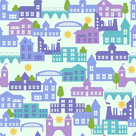 sasha2538 (artist) - Seamless pattern with colorful houses. Vector illustration Stockbilder - Microstock & Abonnement, Bildnummer: 400-08190329