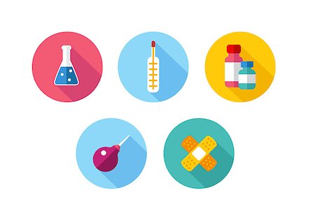 Flat style with long shadows, health care and medicine illustrations icons set Stock Photo - Budget Royalty-Free & Subscription, Code: 400-08190333