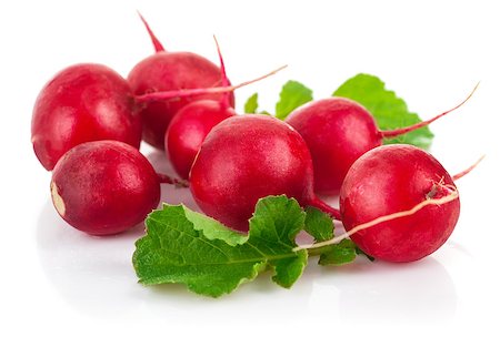 simsearch:400-07667021,k - Fresh radish with green leaf. Isolated on white background Stock Photo - Budget Royalty-Free & Subscription, Code: 400-08190407