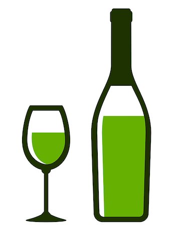 simsearch:400-08791429,k - bottle and glass with white wine on white background Stockbilder - Microstock & Abonnement, Bildnummer: 400-08190434