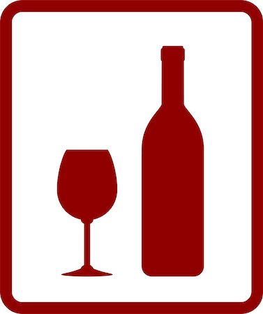 simsearch:400-07981098,k - red wine icon with bottle and glass in frame on white background Fotografie stock - Microstock e Abbonamento, Codice: 400-08190439