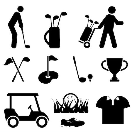 Golf and golf player icon set Stock Photo - Budget Royalty-Free & Subscription, Code: 400-08190510