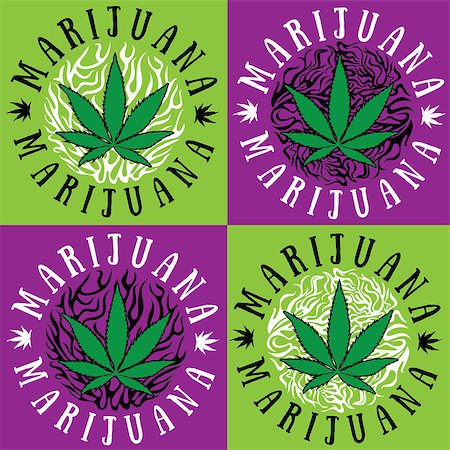 simsearch:400-08974373,k - cannabis marijuana ganja green leaf symbol design stamps Stock Photo - Budget Royalty-Free & Subscription, Code: 400-08190576