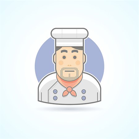 simsearch:400-07954648,k - Chief cook icon. Avatar and person illustration. Flat colored outlined style. Stock Photo - Budget Royalty-Free & Subscription, Code: 400-08190577