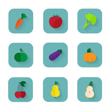 simsearch:400-07754604,k - Vector illustration of Modern flat icons - a healthy lifestyle, proper nutrition. Fotografie stock - Microstock e Abbonamento, Codice: 400-08190589