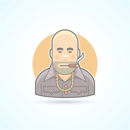 simsearch:400-07954648,k - Criminal, gangster, bouncer icon. Avatar and person illustration. Flat colored outlined style. Stock Photo - Budget Royalty-Free & Subscription, Code: 400-08190580