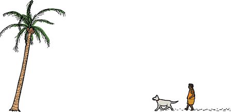 simsearch:400-08013506,k - Isolated man walking dog next to palm tree Foto de stock - Super Valor sin royalties y Suscripción, Código: 400-08190601