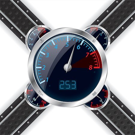 simsearch:400-08340626,k - Analog rev counter with digital speedometer and abstract technology background Stock Photo - Budget Royalty-Free & Subscription, Code: 400-08190678