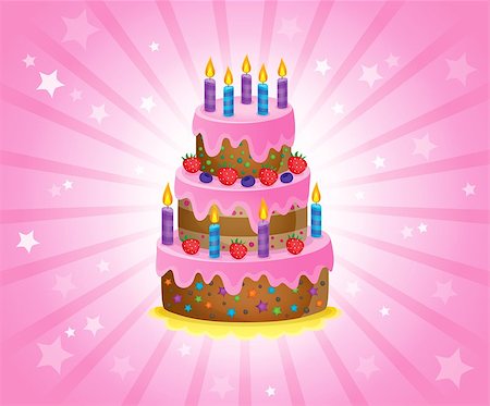 simsearch:400-04268513,k - Birthday cake theme image 2 - eps10 vector illustration. Foto de stock - Super Valor sin royalties y Suscripción, Código: 400-08190739