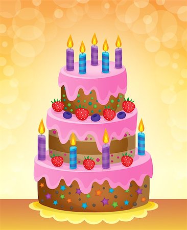 simsearch:400-04268513,k - Birthday cake theme image 5 - eps10 vector illustration. Foto de stock - Super Valor sin royalties y Suscripción, Código: 400-08190742