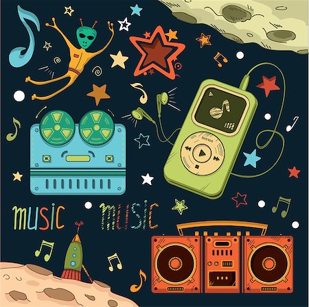 simsearch:400-05904692,k - Set of musical and space elements,vector illustration Stock Photo - Budget Royalty-Free & Subscription, Code: 400-08190788