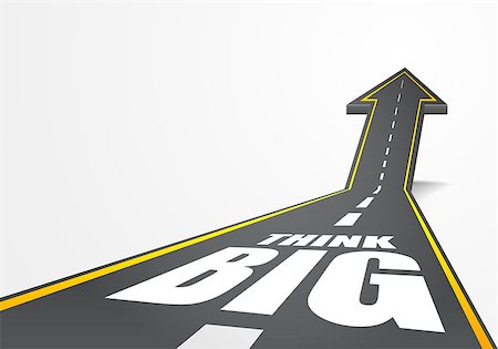 simsearch:400-07892835,k - detailed illustration of a highway road going up as an arrow with Think Big text, eps10 vector Stock Photo - Budget Royalty-Free & Subscription, Code: 400-08190801
