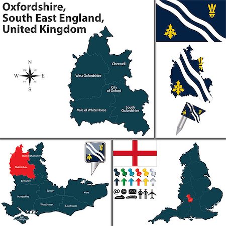 simsearch:400-08198206,k - Vector map of Oxfordshire, South East England, United Kingdom with regions and flags Photographie de stock - Aubaine LD & Abonnement, Code: 400-08190834