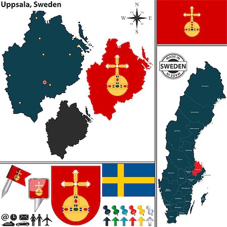 simsearch:400-08192906,k - Vector map of county Uppsala with coat of arms and location on Sweden map Photographie de stock - Aubaine LD & Abonnement, Code: 400-08190830