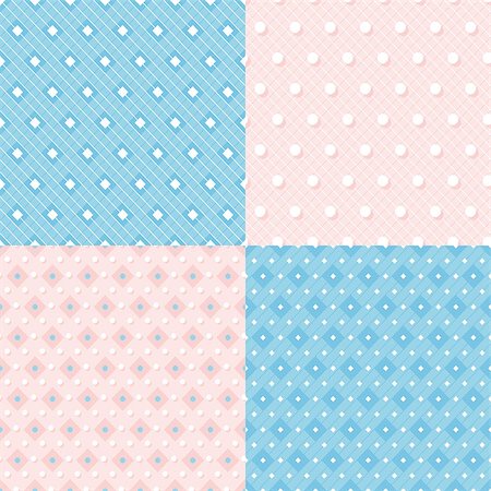 simsearch:400-05327266,k - Collection of 4 geometric colorful seamless pattern background. Great for web page backgrounds, wallpapers, interiors,  home decor, apparel, etc. Stock Photo - Budget Royalty-Free & Subscription, Code: 400-08190868