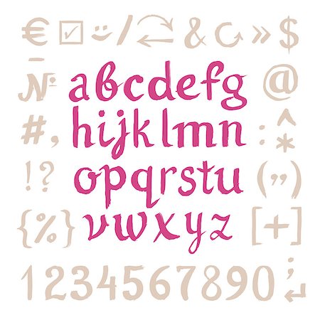 simsearch:400-08613470,k - Hand drawn letters and numbers. Vector alphabet of the written with a watercolor brush Stockbilder - Microstock & Abonnement, Bildnummer: 400-08190903