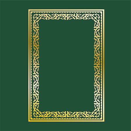 studio023 (artist) - Gold decorative frame on a green background Stockbilder - Microstock & Abonnement, Bildnummer: 400-08191156