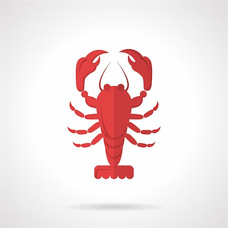 Single flat color style vector icon for red lobster on white background. Stock Photo - Budget Royalty-Free & Subscription, Code: 400-08191191