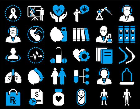 doctors office insurance patient - Medical Icon Set. These flat bicolor icons use blue and white colors. Vector images are isolated on a black background. Stock Photo - Budget Royalty-Free & Subscription, Code: 400-08191232