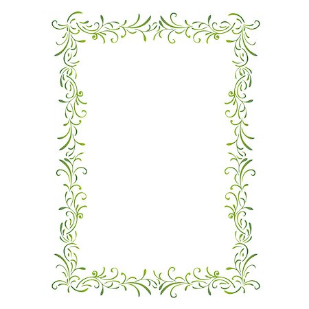 studio023 (artist) - Simple green frame, the portrait of leaves and spirals Stockbilder - Microstock & Abonnement, Bildnummer: 400-08191242