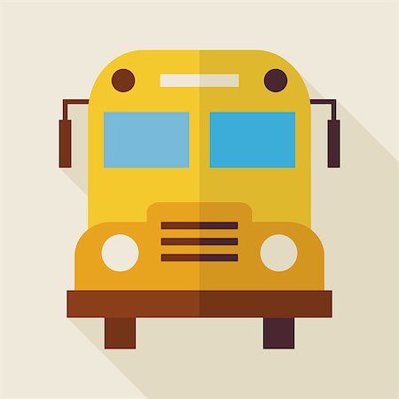 simsearch:400-07622068,k - Flat School Bus Illustration with long Shadow. Back to School and Education Vector illustration. Flat Style Colorful Transport Object Stock Photo - Budget Royalty-Free & Subscription, Code: 400-08191262