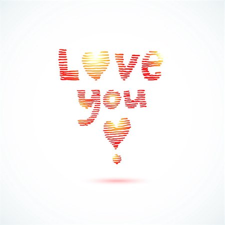 Love you lettering. Striped hand drawn design. Vector illustration. Stock Photo - Budget Royalty-Free & Subscription, Code: 400-08191311
