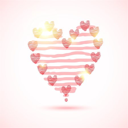 simsearch:400-08339075,k - Valentine striped heart hand drawn vector illustration . Foto de stock - Super Valor sin royalties y Suscripción, Código: 400-08191312