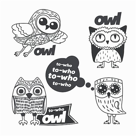 simsearch:400-08557267,k - Owls, isolated vector design elements. Stock Photo - Budget Royalty-Free & Subscription, Code: 400-08191334