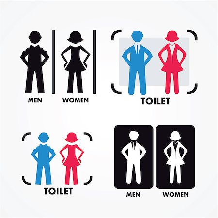 Women's and Men's Toilets on white background Stock Photo - Budget Royalty-Free & Subscription, Code: 400-08191332