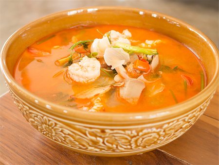 Tom Yum Kung thai spicy seafood soup Stock Photo - Budget Royalty-Free & Subscription, Code: 400-08191364