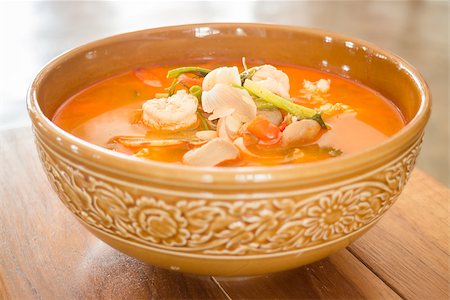 Tom Yum Kung thai spicy seafood soup Stock Photo - Budget Royalty-Free & Subscription, Code: 400-08191365