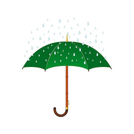 simsearch:400-04921907,k - Umbrella in green design and rain on white background Stock Photo - Budget Royalty-Free & Subscription, Code: 400-08191394