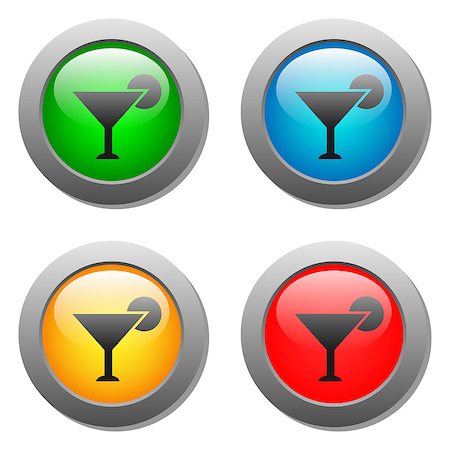 simsearch:400-06767505,k - Wine glass simple icon on buttons set. Vector illustration Foto de stock - Super Valor sin royalties y Suscripción, Código: 400-08191432