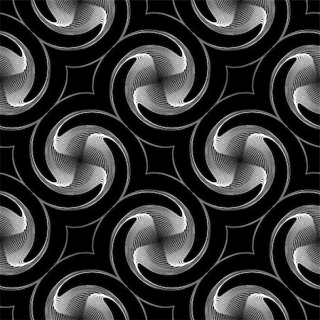 Design seamless monochrome twirl movement background. Abstract decorative pattern. Vector art. No gradient Stockbilder - Microstock & Abonnement, Bildnummer: 400-08191468