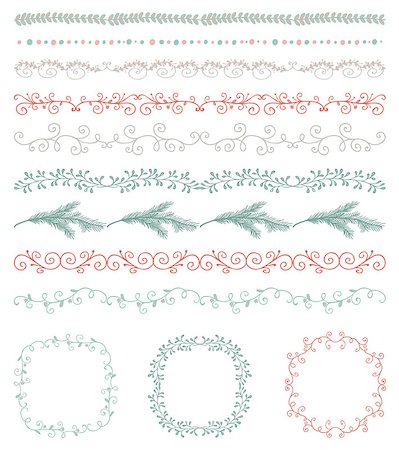 simsearch:400-08755813,k - Collection of Colorful Seamless Hand Sketched Artistic Rustic  Decorative Doodle Vintage Borders and Frames, Branches and Brackets. Design Elements. Hand Drawn Vector Illustration. Pattern Brashes Stock Photo - Budget Royalty-Free & Subscription, Code: 400-08191461