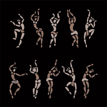 dancing black girl figure - Figures of African dancers. People silhouette set. Primitive art. Vector Illustration. Stock Photo - Budget Royalty-Free & Subscription, Code: 400-08191673