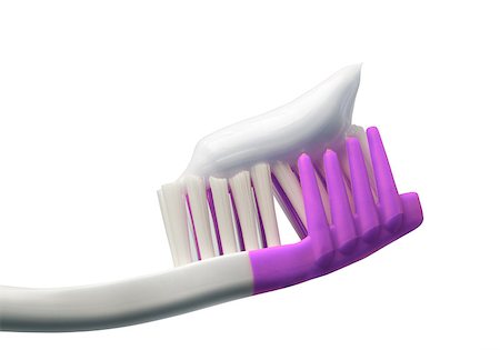 simsearch:400-06327889,k - Toothbrush with toothpaste. Isolated on white background. Close-up view. Photographie de stock - Aubaine LD & Abonnement, Code: 400-08191685