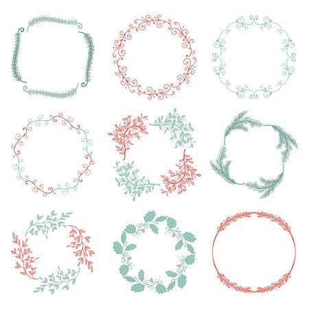 Collection of Colorful Artistic Hand Sketched Rustic Floral  Decorative Doodle Borders, Frames, Wreaths. Design Elements. Hand Drawn Vector Illustration. Pattern Brashes Stock Photo - Budget Royalty-Free & Subscription, Code: 400-08191855