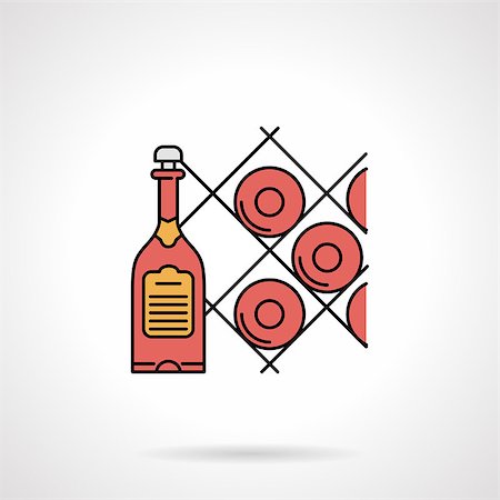 simsearch:693-03314446,k - Single flat color design vector icon for rack with red wine bottles for cellar on white background. Stock Photo - Budget Royalty-Free & Subscription, Code: 400-08192003