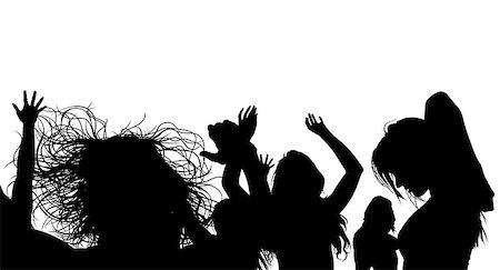 people dancing in night club with arms in air - Dancing Crowd Silhouette - Black Illustration, Vector Stock Photo - Budget Royalty-Free & Subscription, Code: 400-08192109