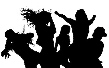 people dancing in night club with arms in air - Dancing Crowd Silhouette - Black Illustration, Vector Stock Photo - Budget Royalty-Free & Subscription, Code: 400-08192199