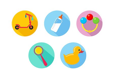 pacifier vector - Simple contour icons on the theme of children, babes Stock Photo - Budget Royalty-Free & Subscription, Code: 400-08192298