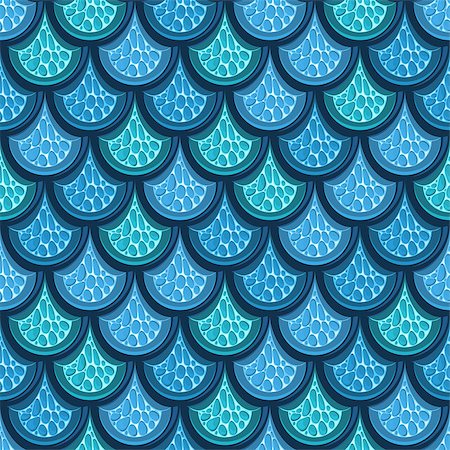 simsearch:400-08097395,k - Seamless turquoise shiny river fish scales. Dragonscale. Brilliant background for design. Vector illustration eps 10 Photographie de stock - Aubaine LD & Abonnement, Code: 400-08192305