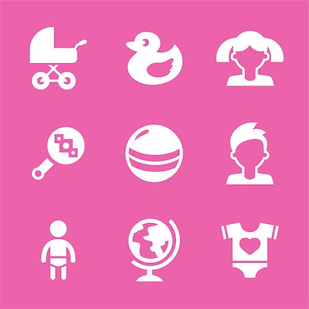 illustrated icons on the theme of the baby, in a simple linear style Stock Photo - Budget Royalty-Free & Subscription, Code: 400-08192301