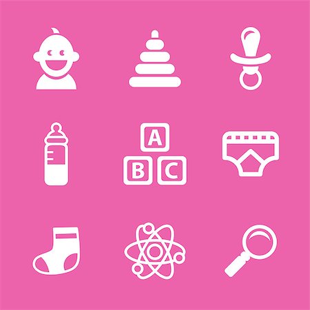 illustrated icons on the theme of the baby, in a simple linear style Stock Photo - Budget Royalty-Free & Subscription, Code: 400-08192302