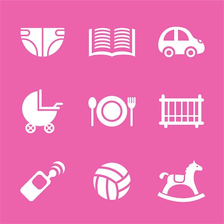 illustrated icons on the theme of the baby, in a simple linear style Stock Photo - Budget Royalty-Free & Subscription, Code: 400-08192303