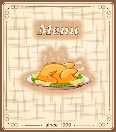 vector illustration banner for menu  with chicken on the vintage background- eps10 Stock Photo - Budget Royalty-Free & Subscription, Code: 400-08192315