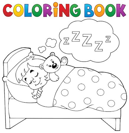 simsearch:400-04322837,k - Coloring book sleeping child theme 1 - eps10 vector illustration. Photographie de stock - Aubaine LD & Abonnement, Code: 400-08192330